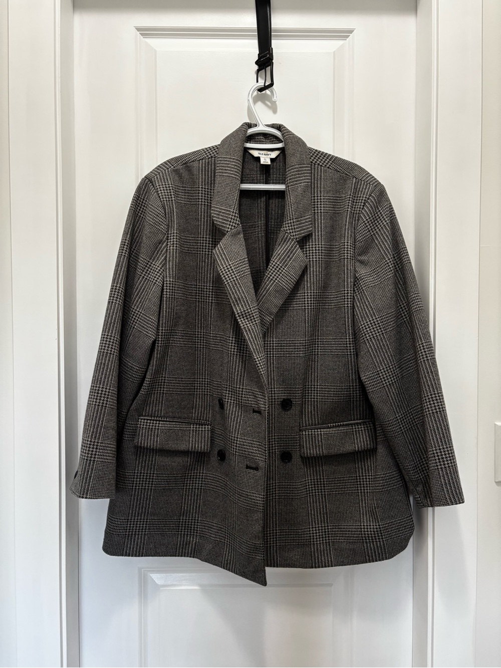 Old Navy Gray Plaid Over Sized Double-Breasted Blazer